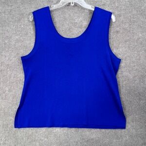 Exclusively Misook Woman Sleeveless Knit Tank Top Blue Fits 1X (See Photos)‎